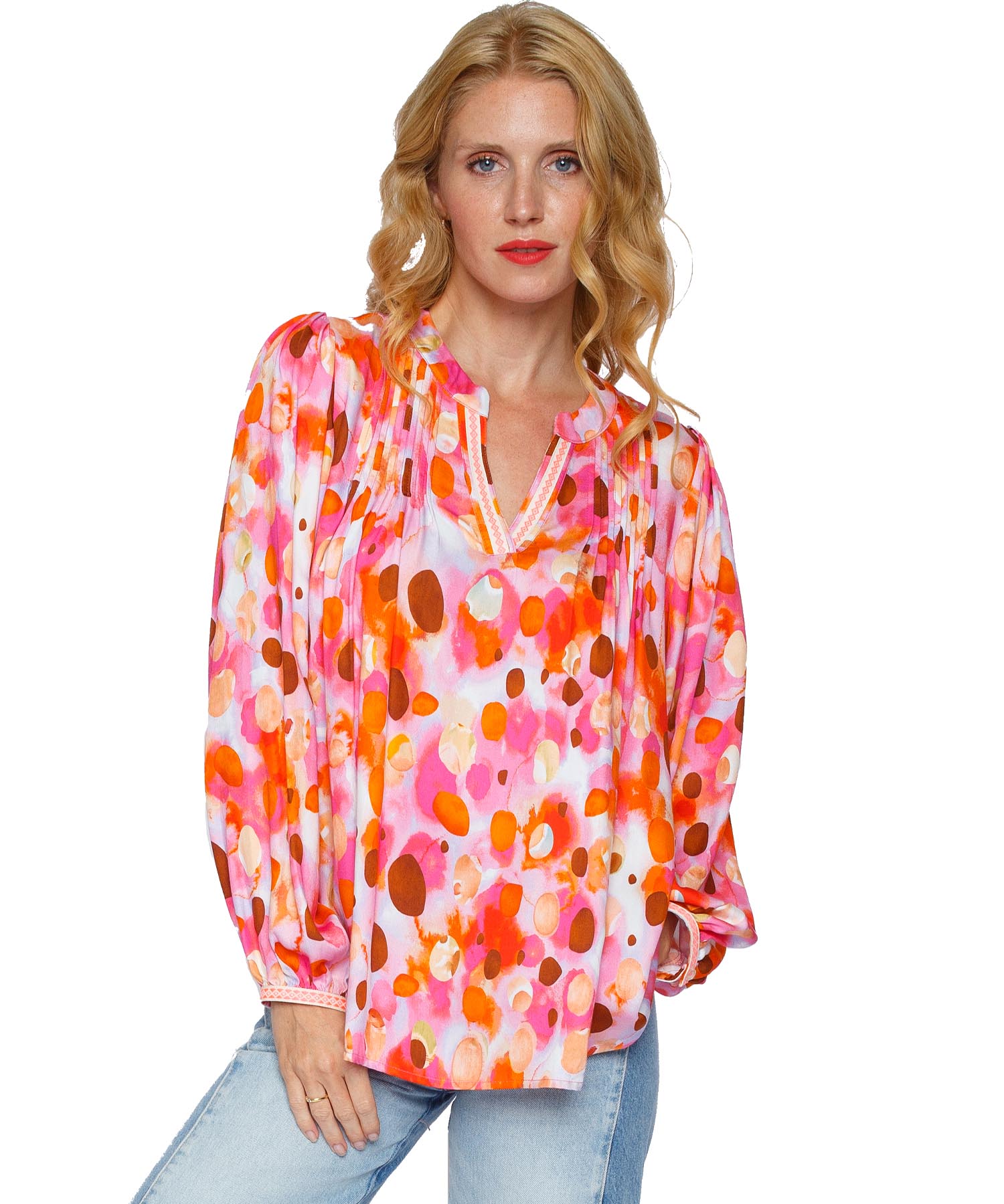 Emily van den Bergh Bluse pink red dots