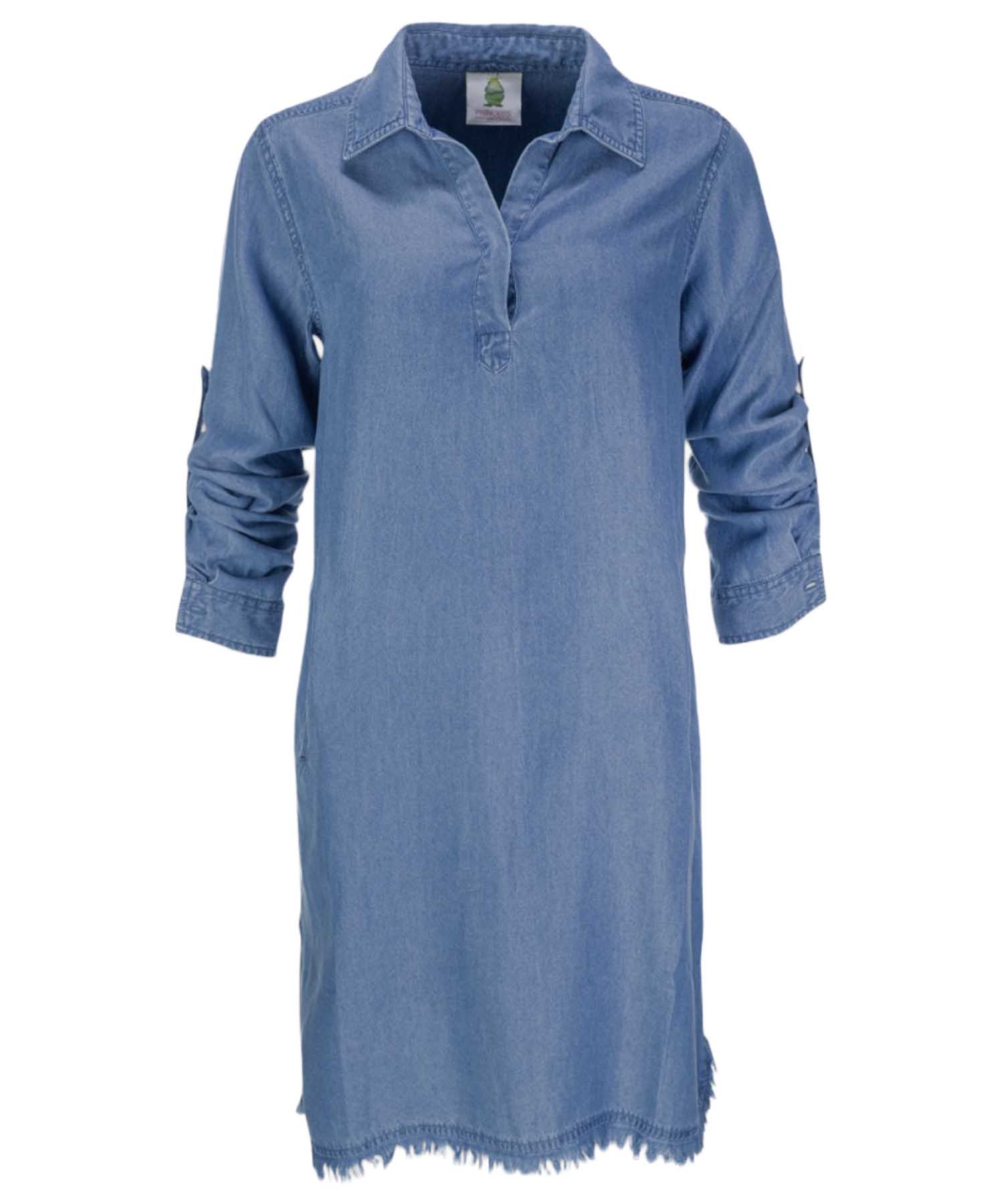 Princess goes Hollywood Lyocell Blusenkleid mit Fransen in Washed Denim