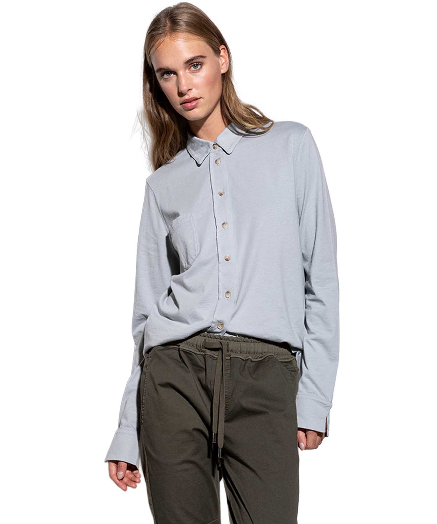 Bluse aus Jersey in sky aus reiner Baumwolle