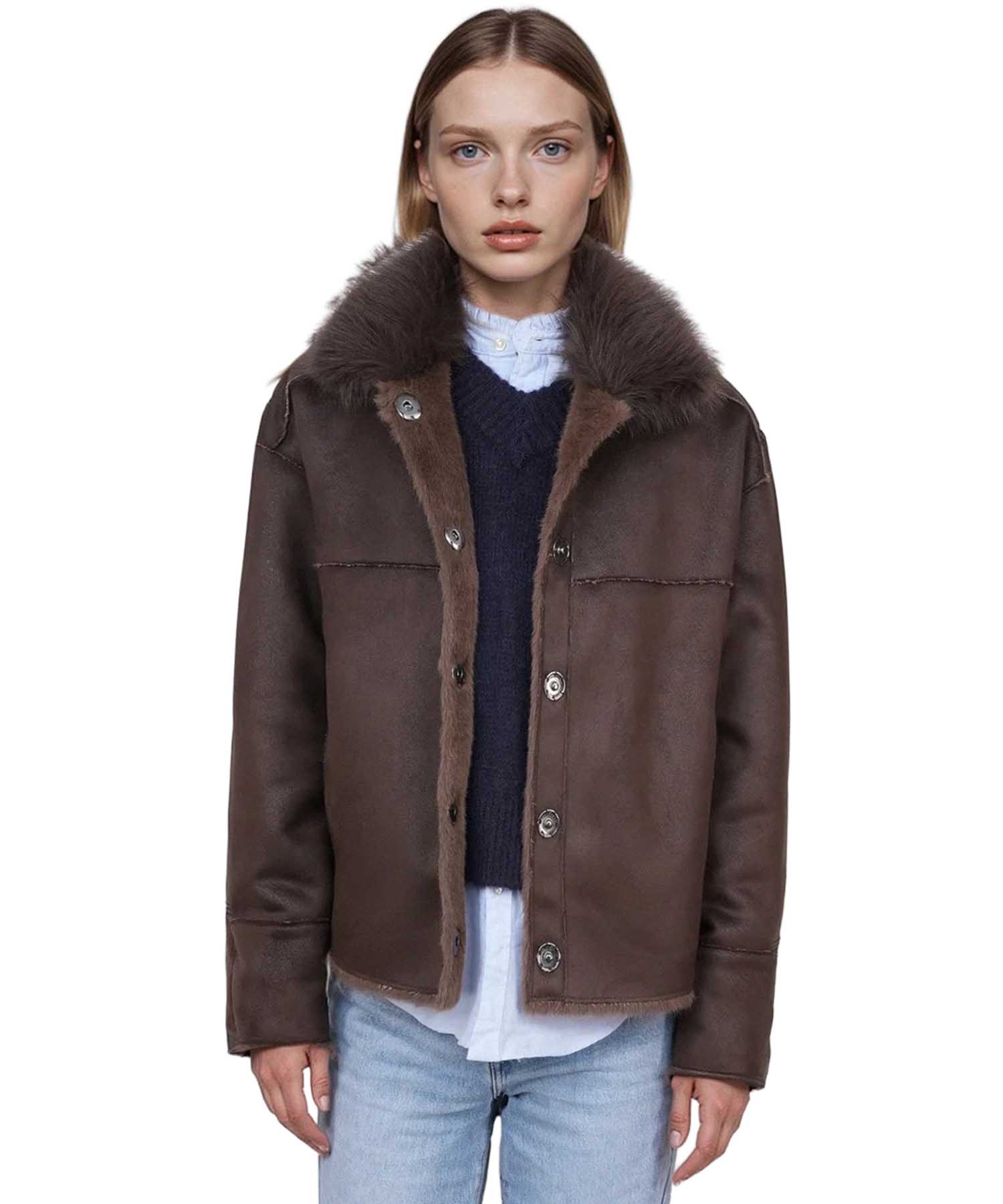 Blonde No. 8 Wendejacke TARA aus Webpelz in Braun | Modehaus Wörmann