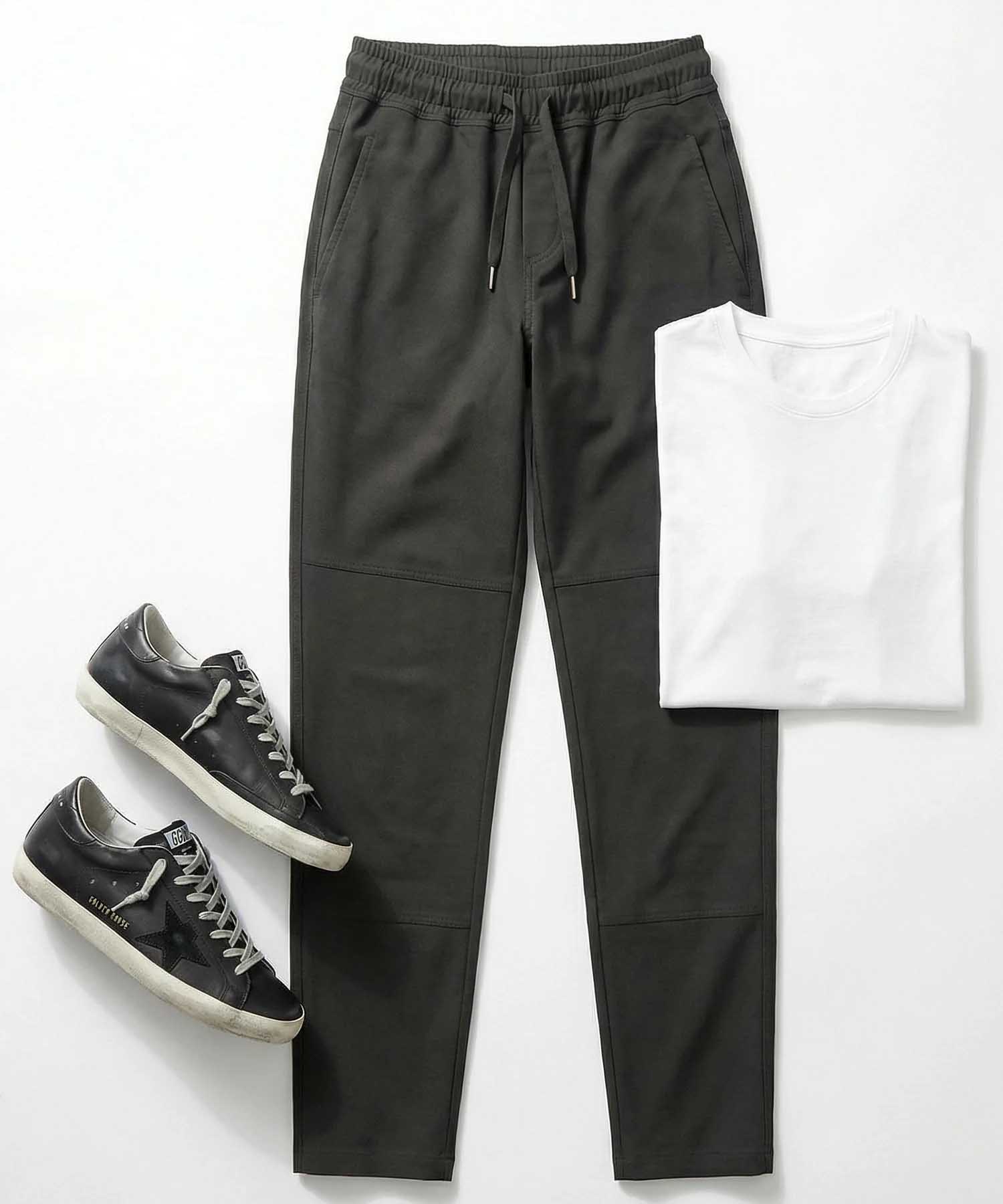 YOU TWO Hose im Materialmix in schwarz