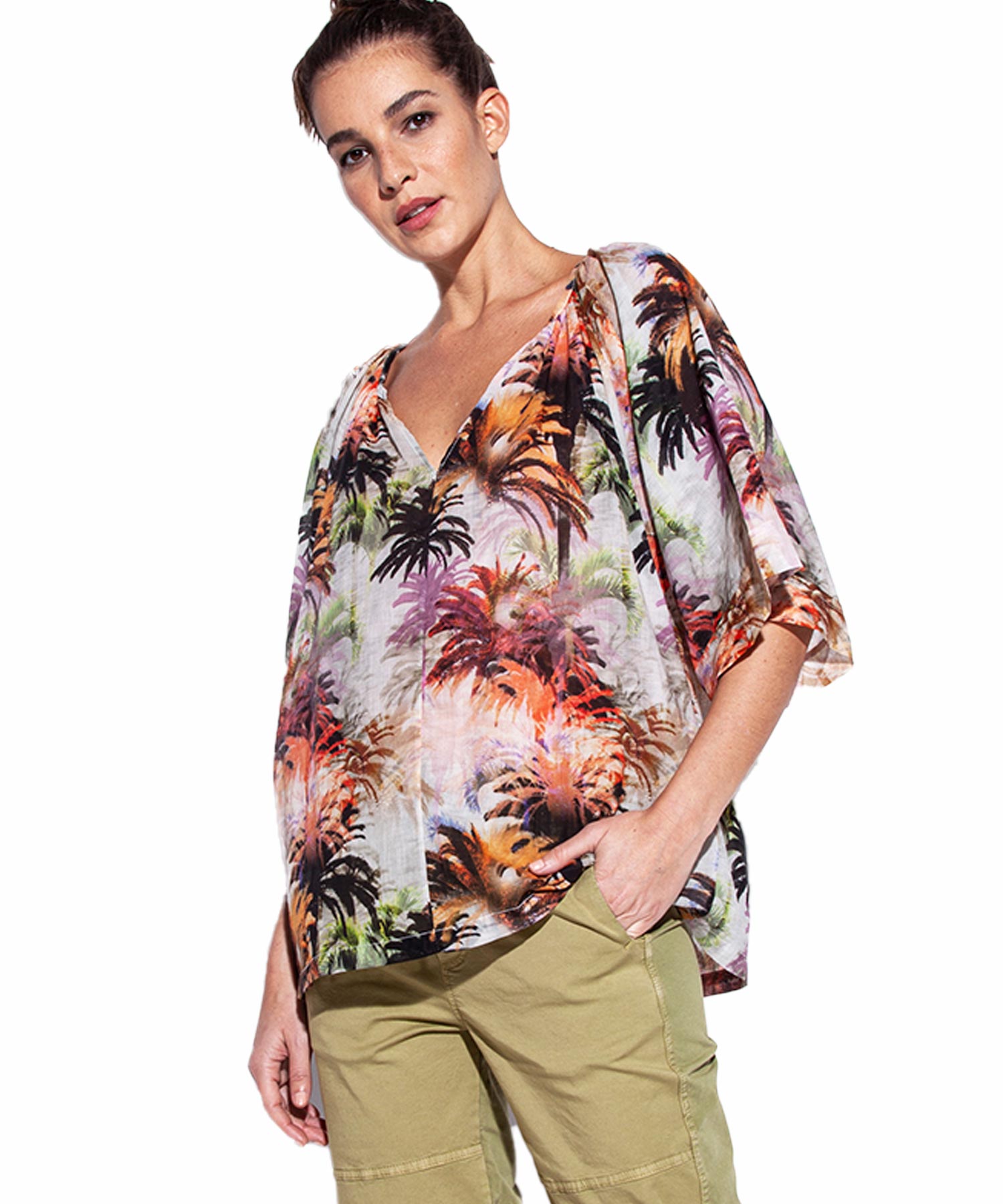 Funky Staff Bluse Julia Palms aus Baumwolle