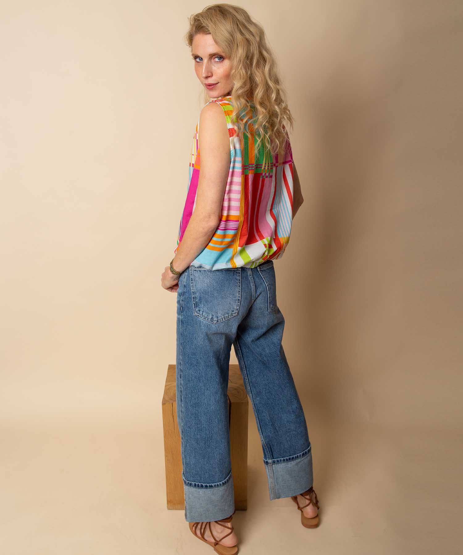Emily van den Bergh Blusentop aus reiner Baumwolle im Multicolor Karo | Modehaus Wörmann
