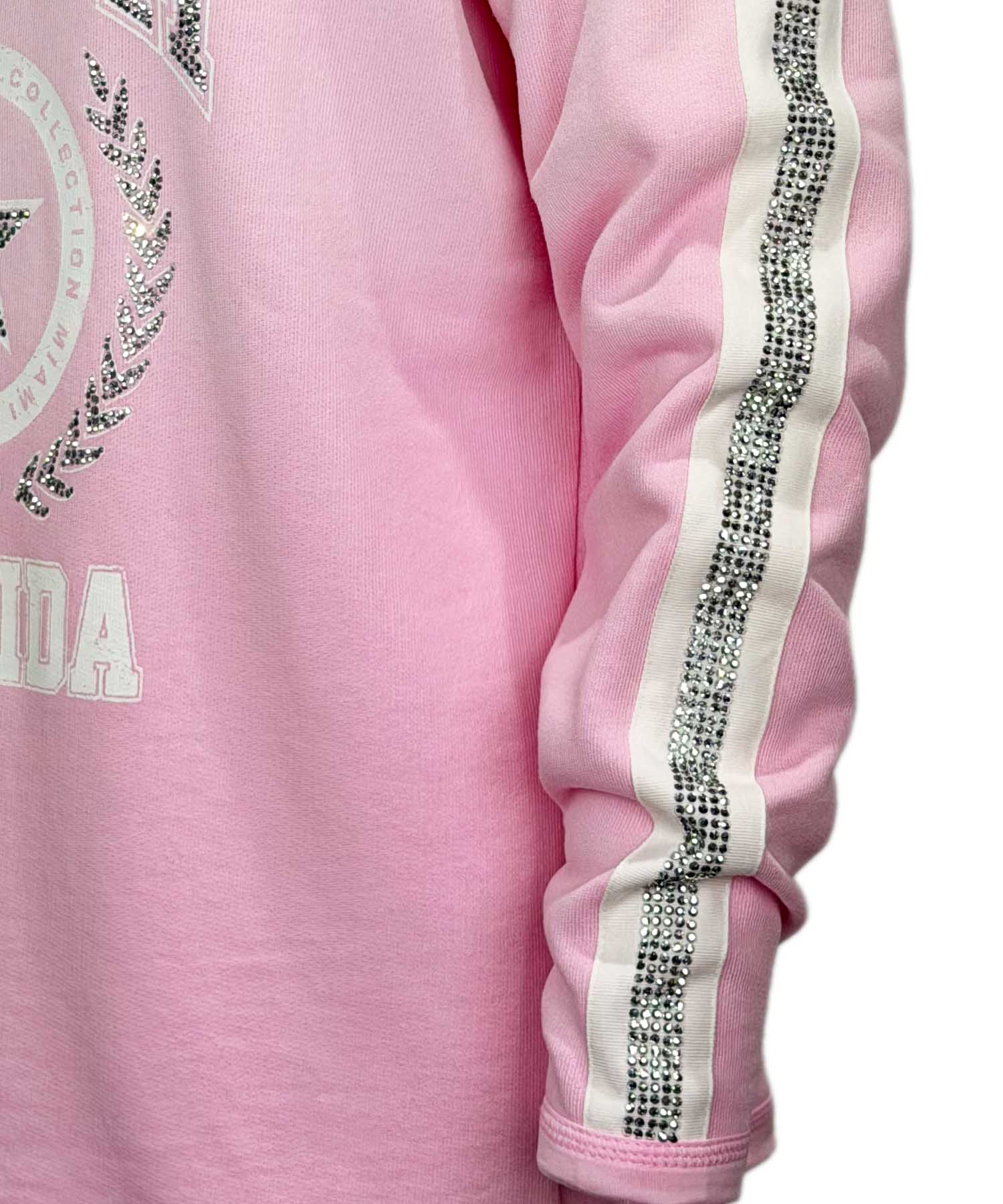 Grace Sweatshirt mit „Miami - Florida“-Schriftzug und Strassdetails in rosé