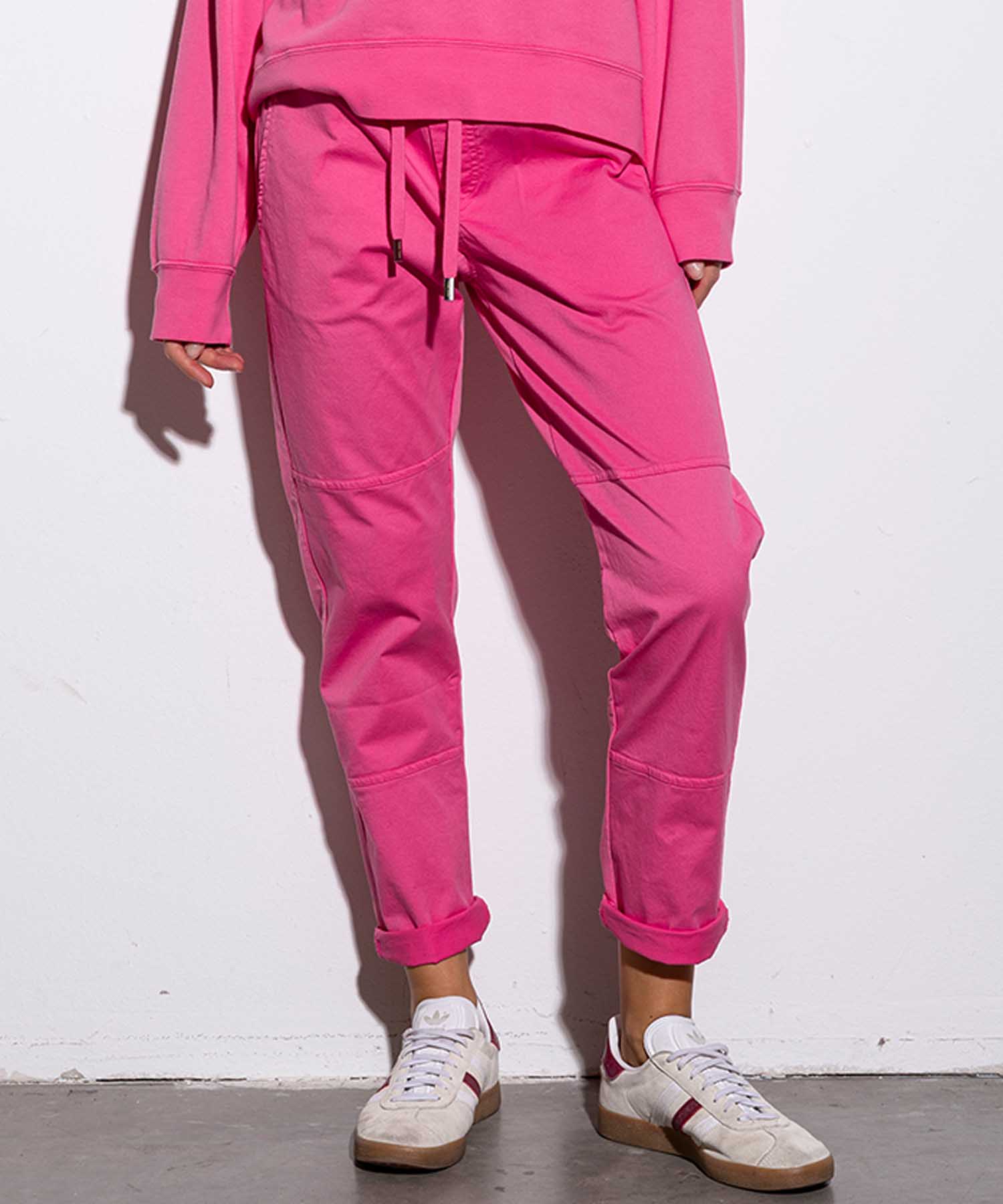 YOU TWO coole Hose im Materialmix in hot pink