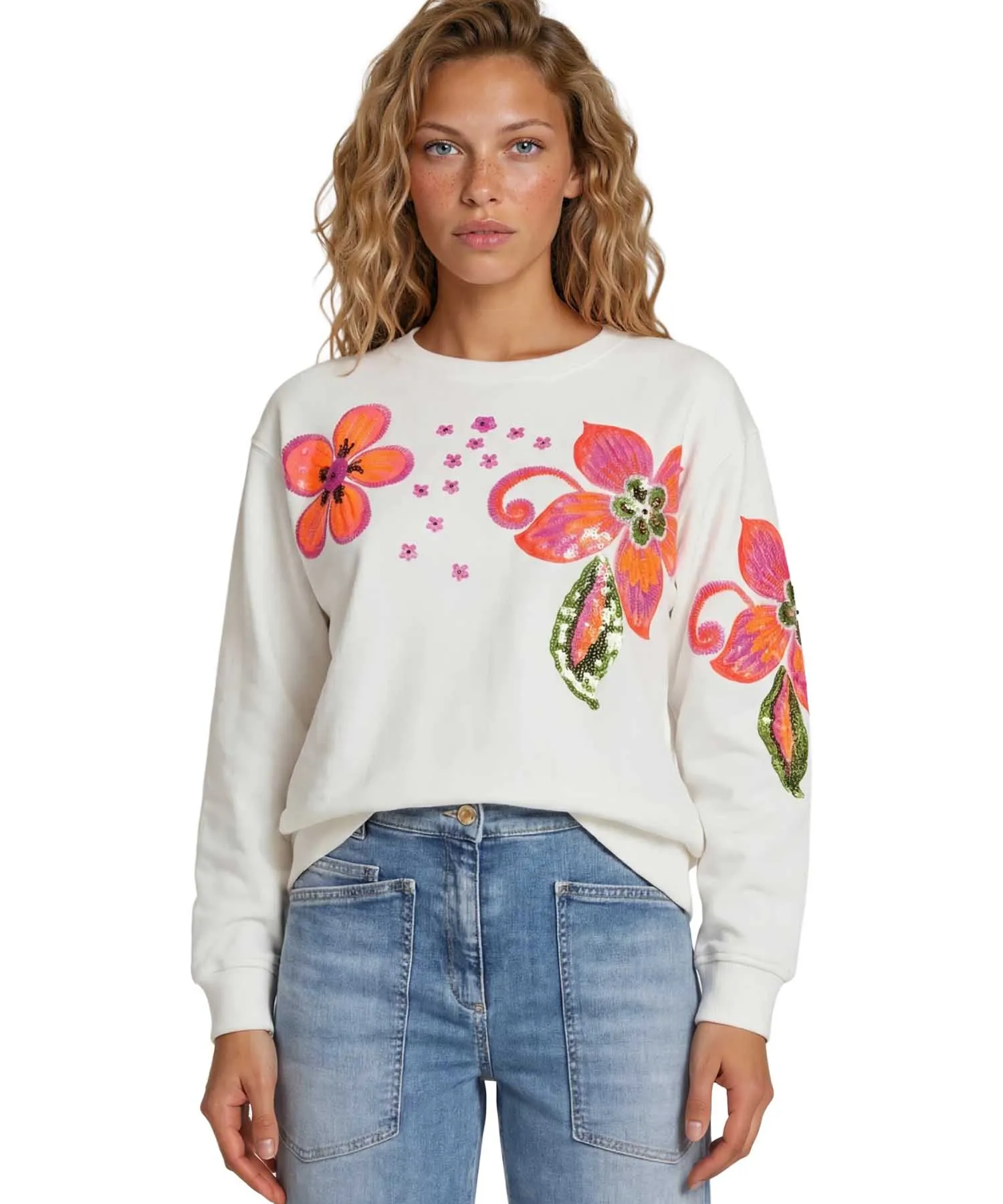 Grace cooles Sweatshirt mit Blumenstickerei und Pailletten