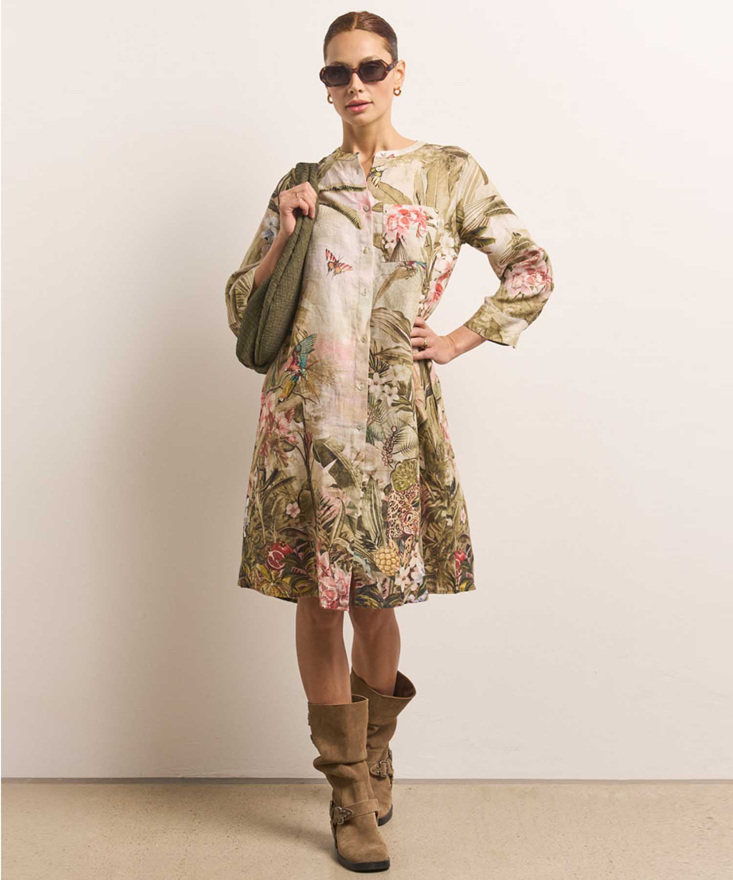 Princess goes Hollywood Leinenkleid | Jungle-Leo-Print Damenkleid