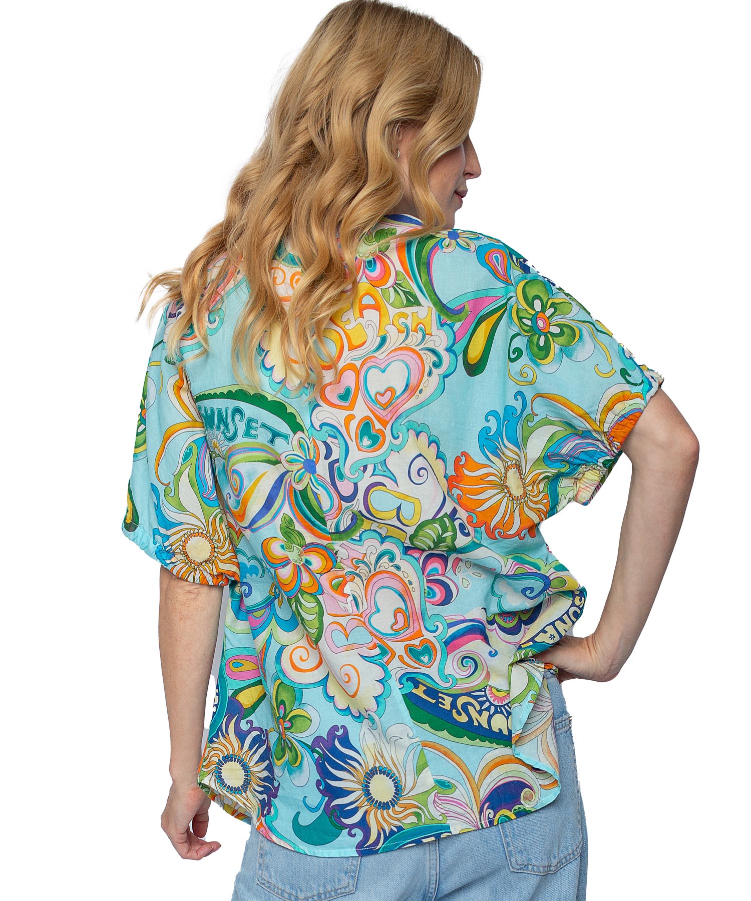Emily van den Bergh Blusenshirt im Retro-Druck aus reiner Baumwolle