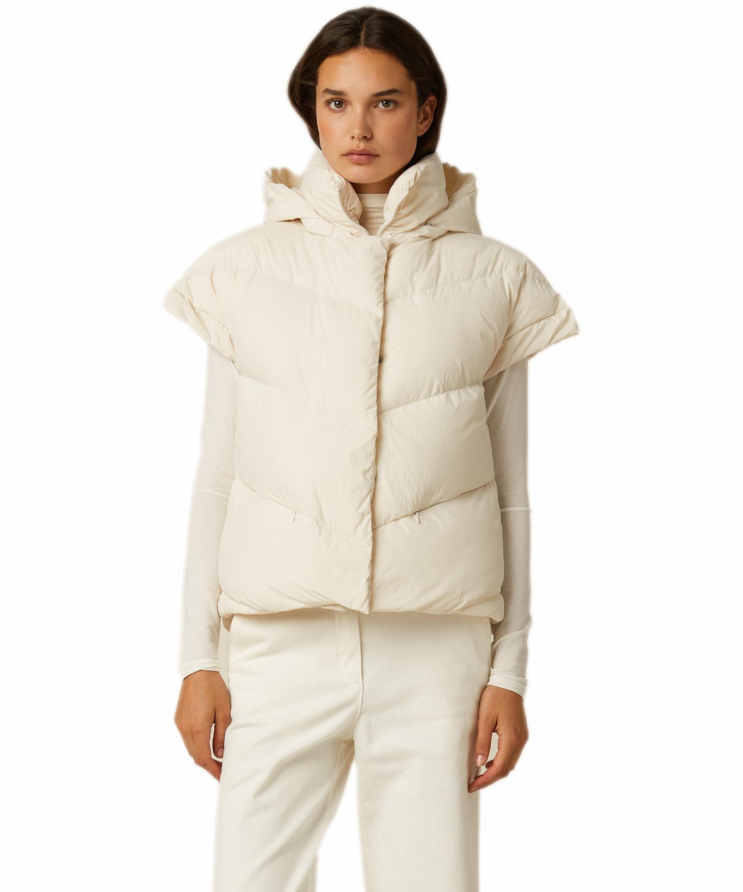 Beaumont federleichte Daunenweste im Puffer-Stil in offwhite