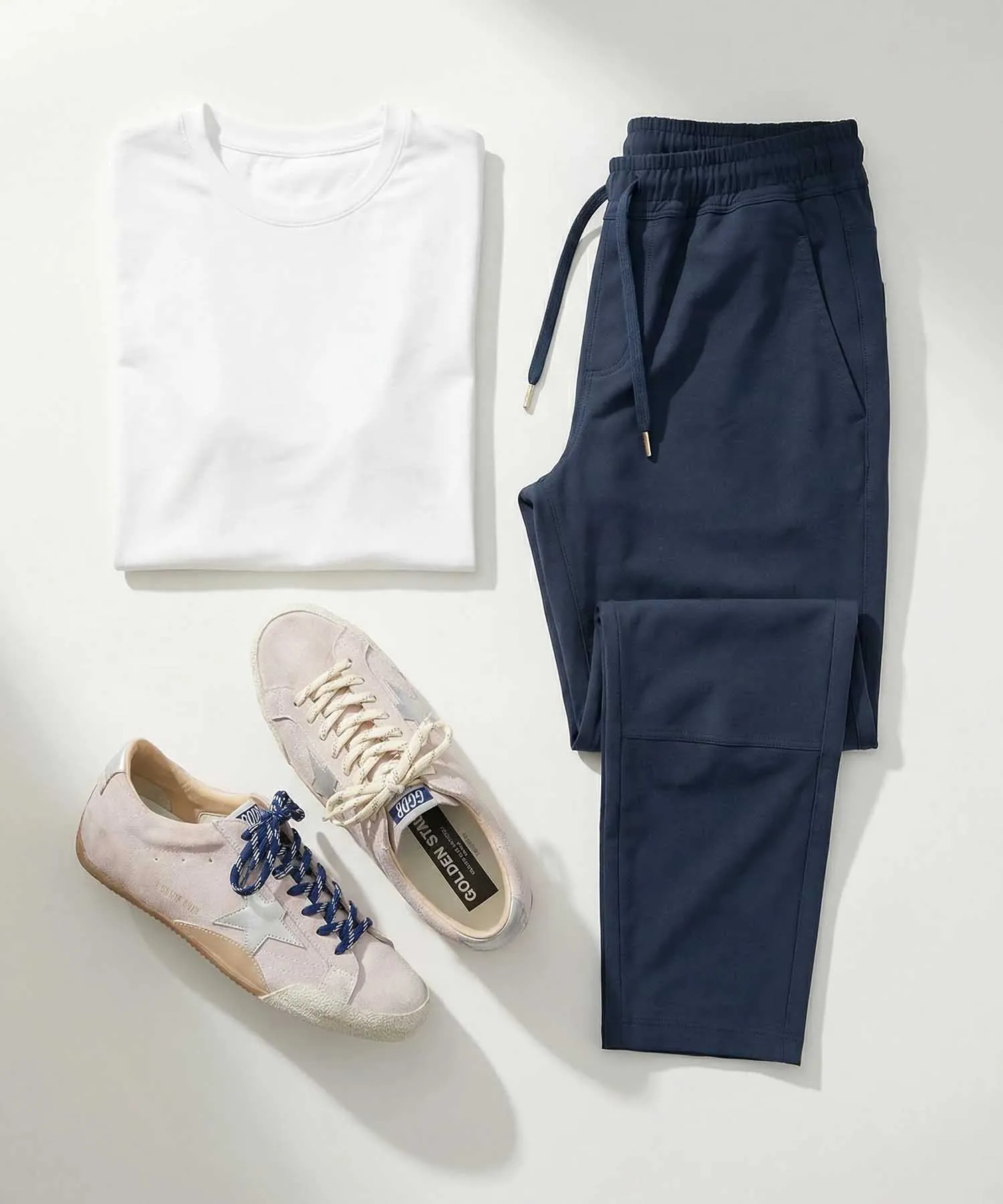 YOU TWO Hose im Materialmix in dunkelblau