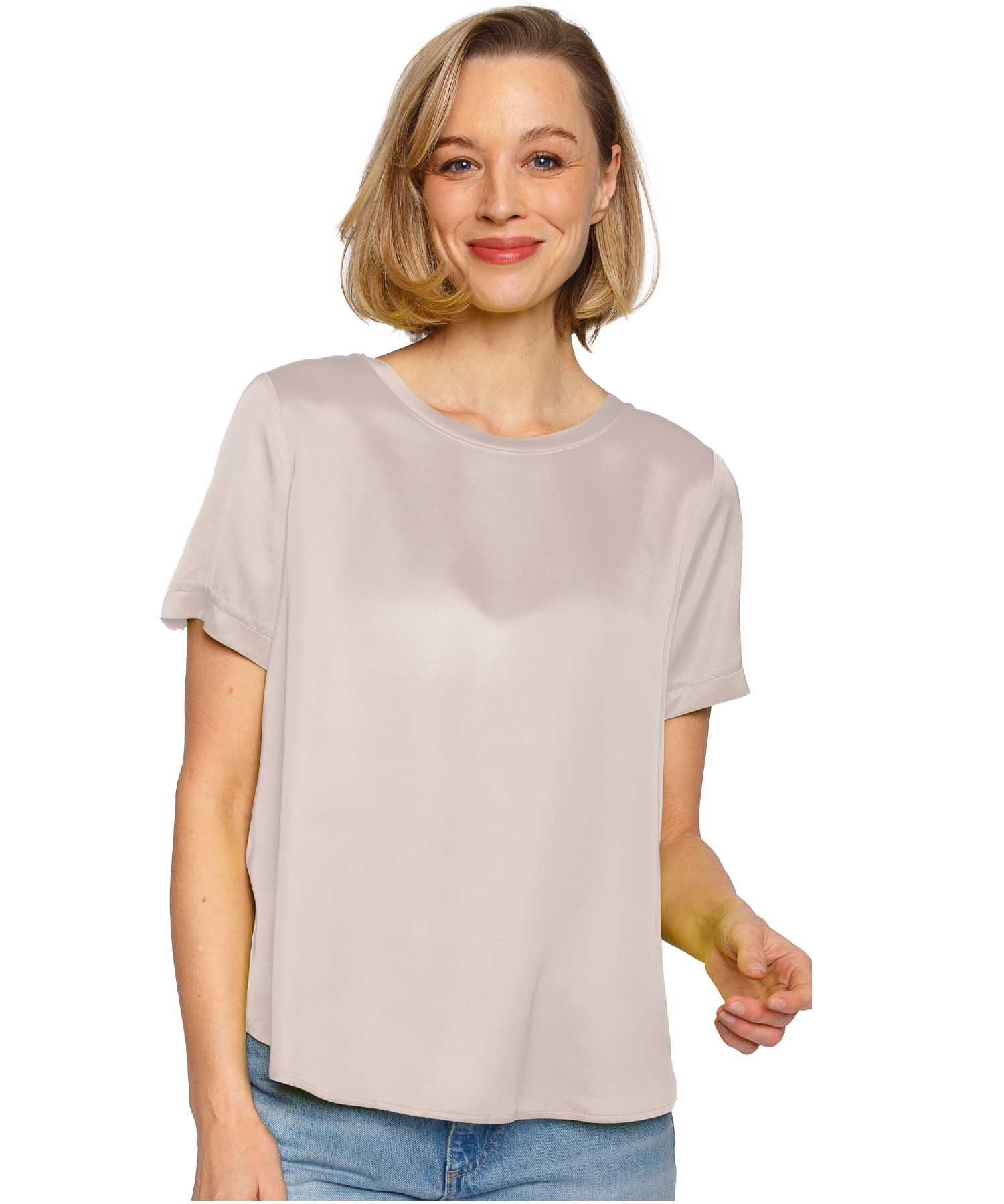 Emily van den Bergh Shirtbluse aus Viskose Satin in taupe