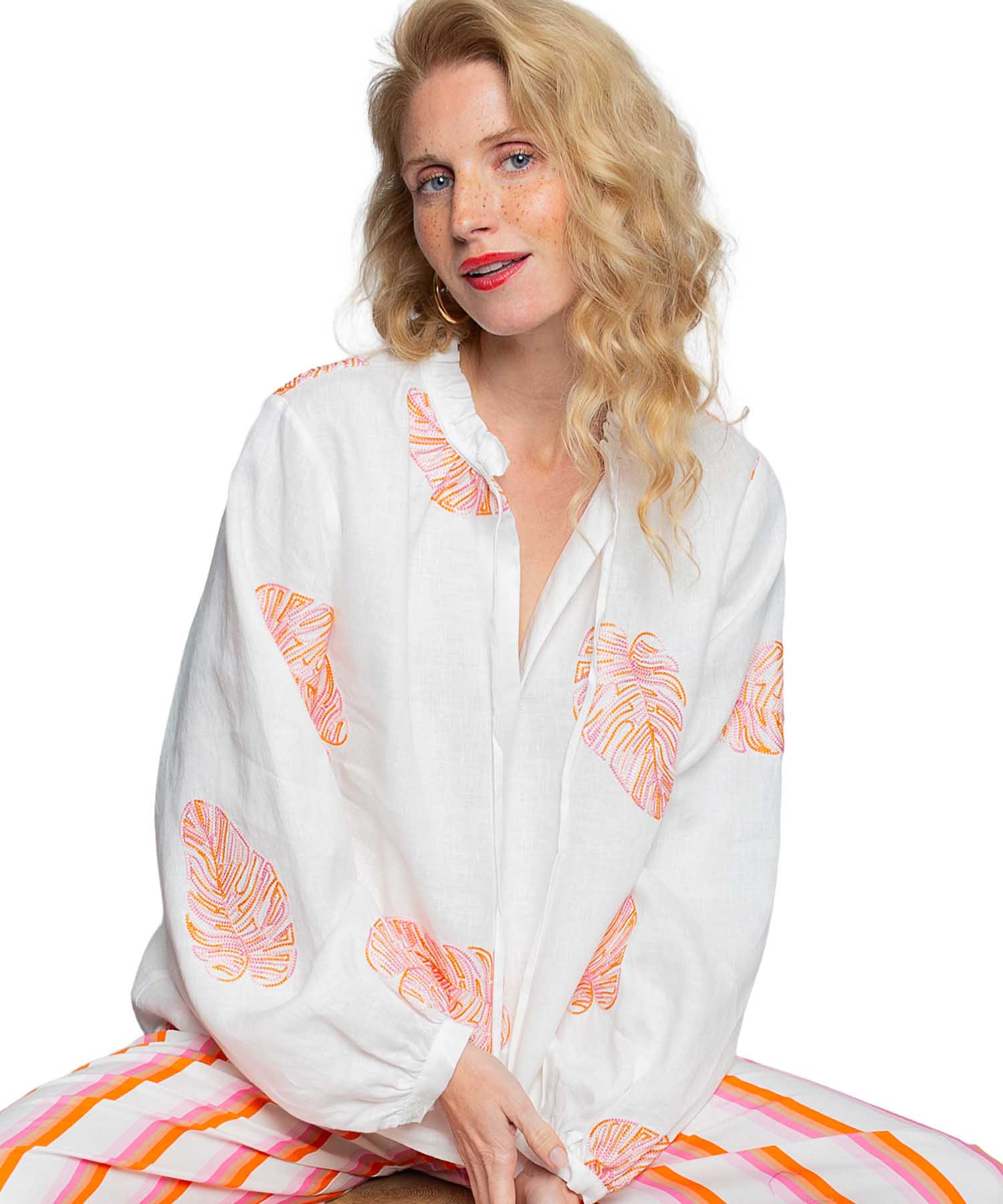 Emily van den Bergh Shirtbluse aus Leinen mit Stickerei | Modehaus Wörmann