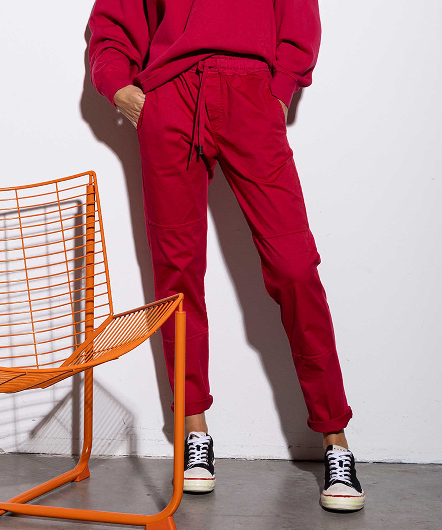 YOU TWO coole Hose im Materialmix in winter pink