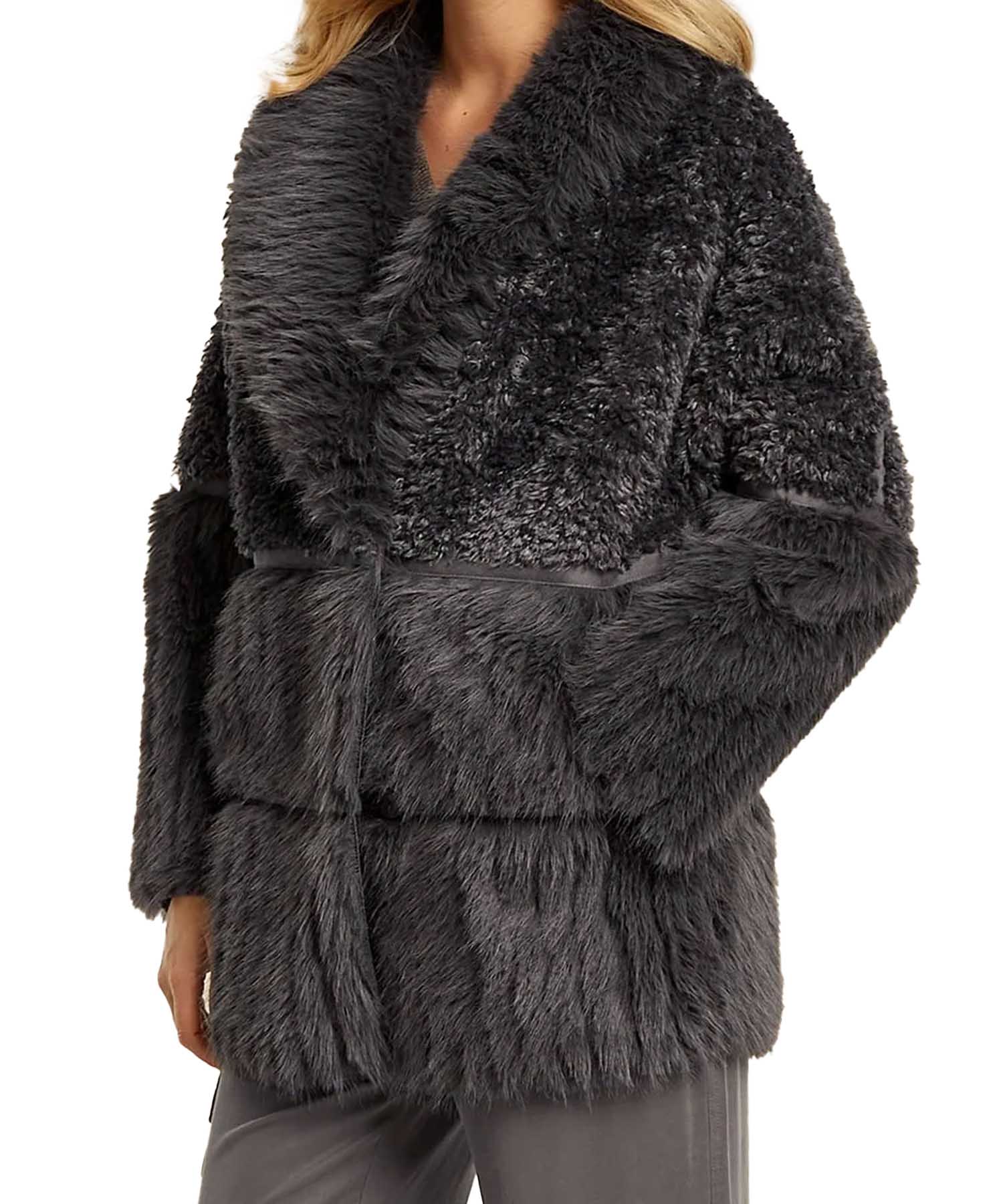 Beaumont kuschelige Jacke aus Webpelz in grafit