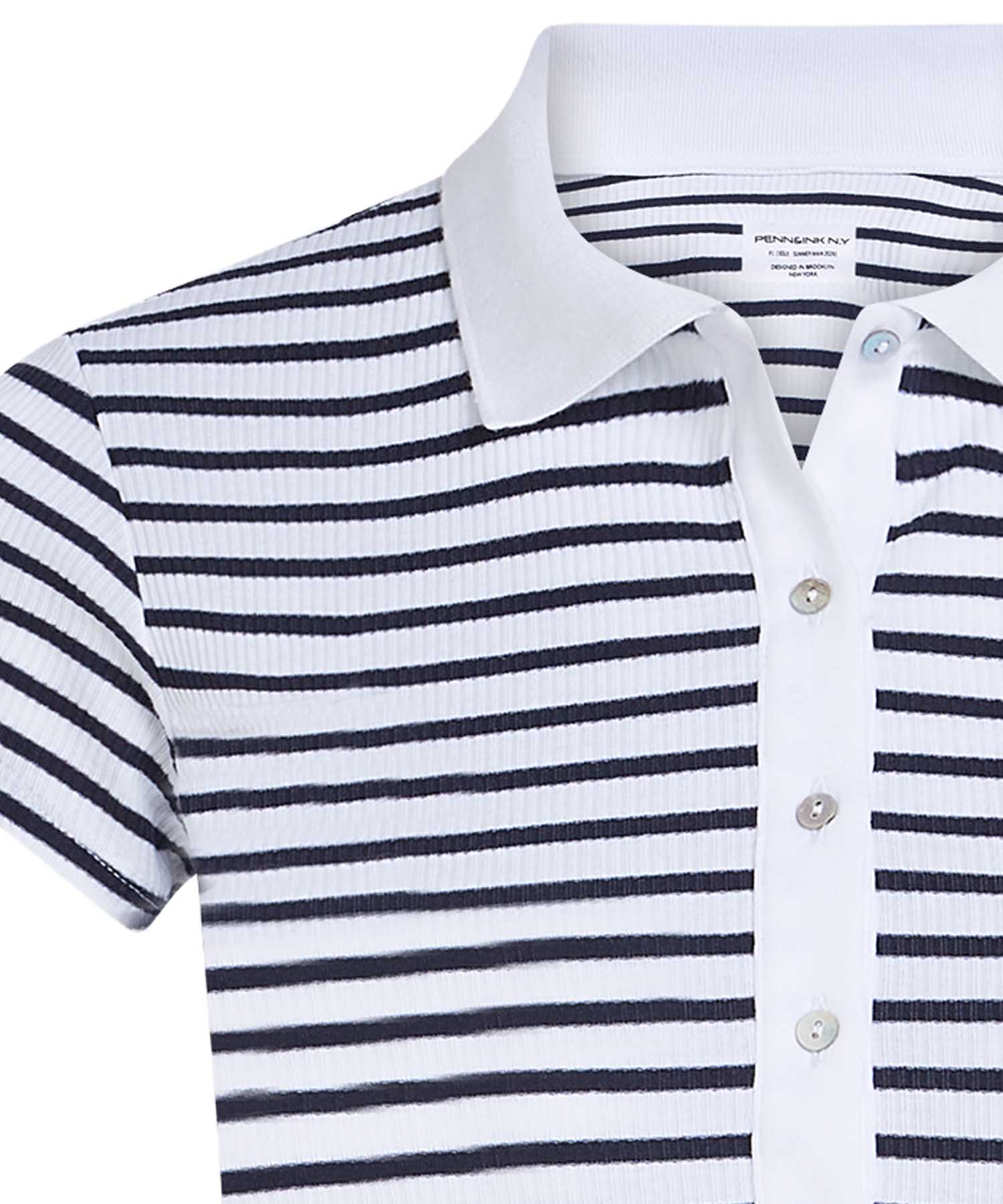 PENN&INK N.Y Polo S26F1820 White Navy | Gestreiftes Damen Polo
