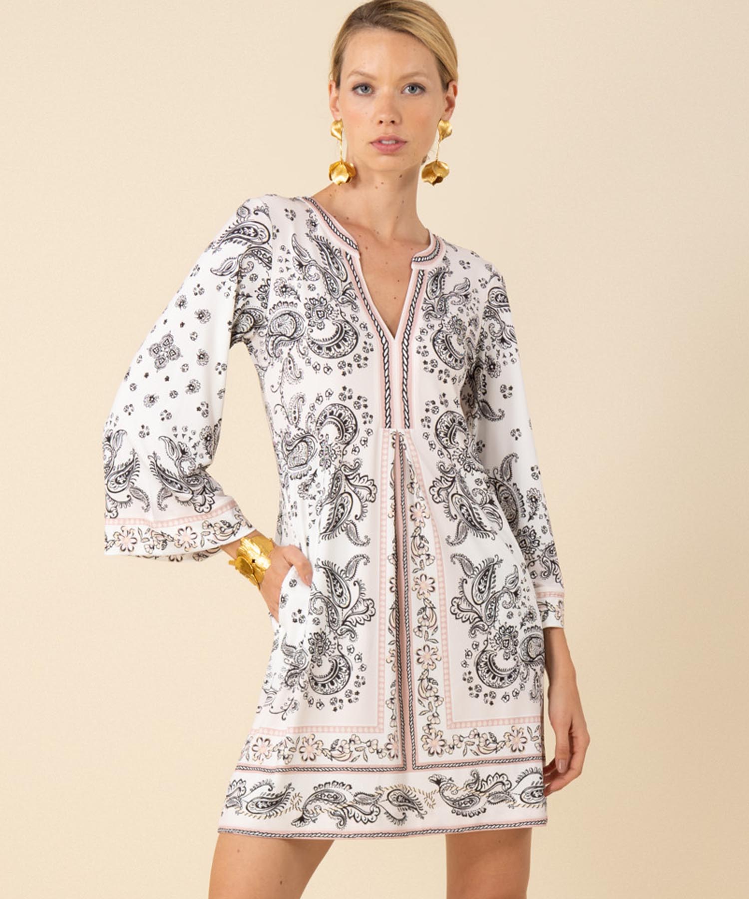 Hale Bob Kleid Amaia im Paisley Druck in beige