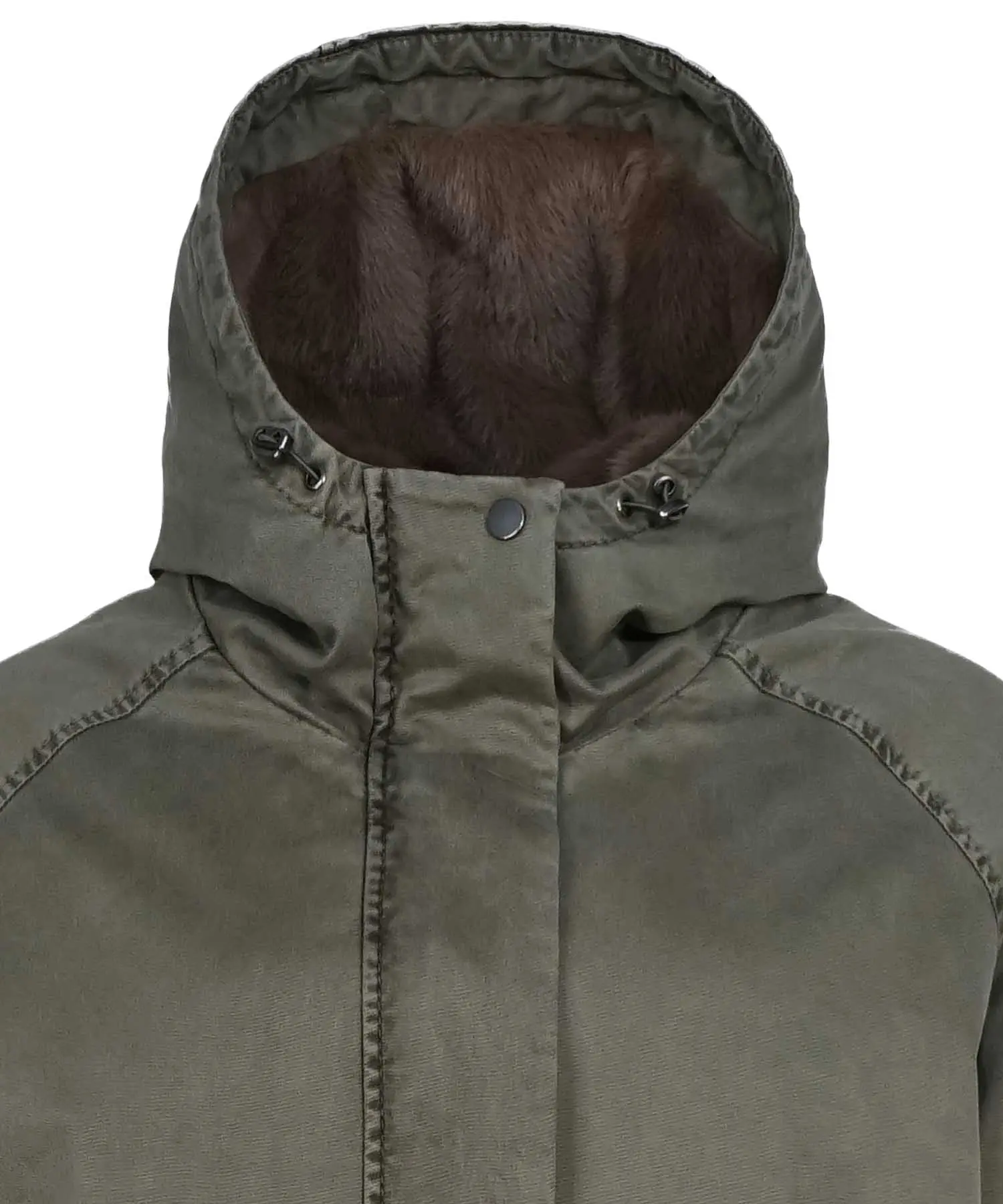 Blonde No. 8 Parka Emma in khaki mit Webpelzbesatz