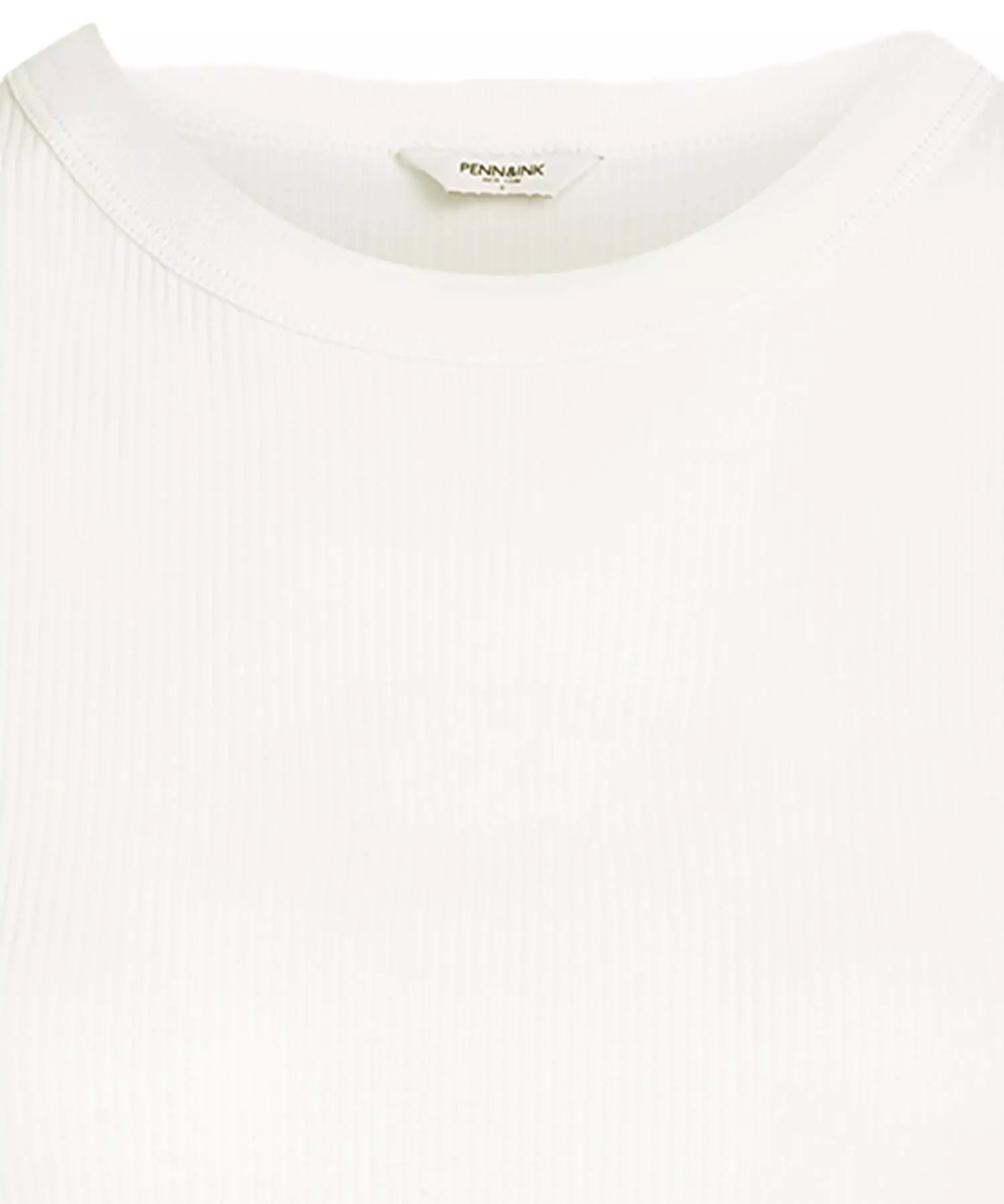 Penn and Ink T-Shirt aus Baumwolle in Rippenstruktur in offwhite