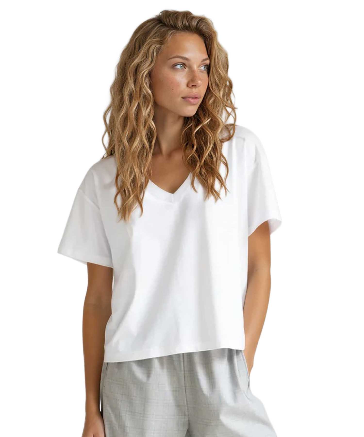 PENN&INK N.Y Shirt in Weiß | Damen Shirt mit V-Ausschnitt