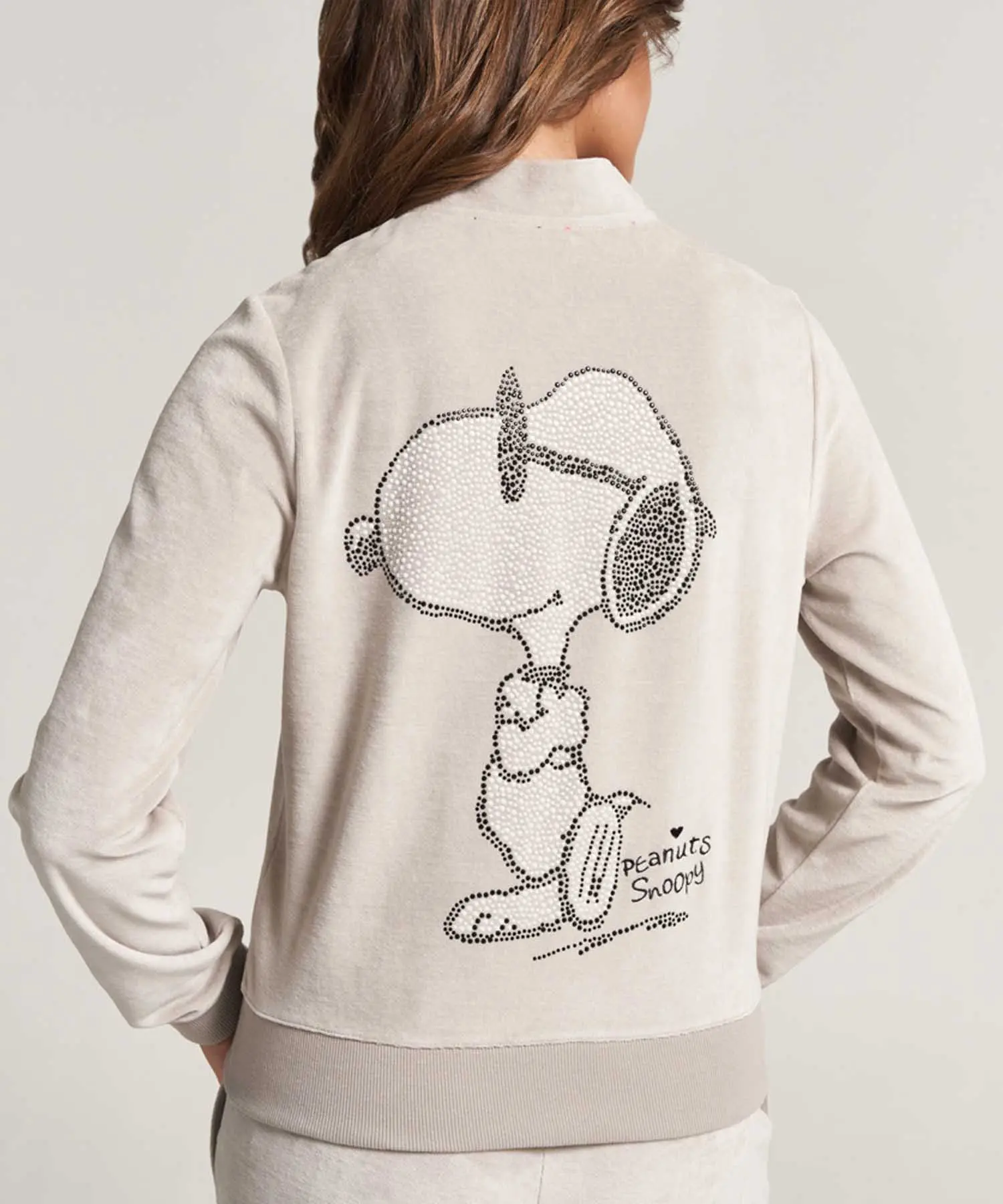 Princess goes Hollywood Sweatjacke Snoopy aus Nicki-Stoff in beige