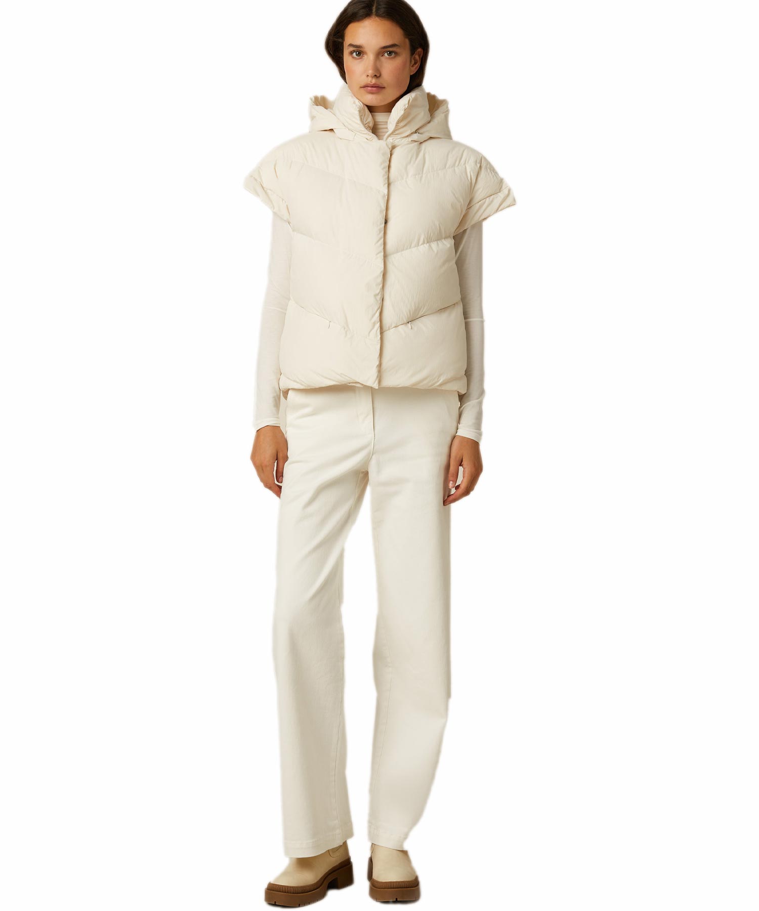 Beaumont federleichte Daunenweste im Puffer-Stil in offwhite