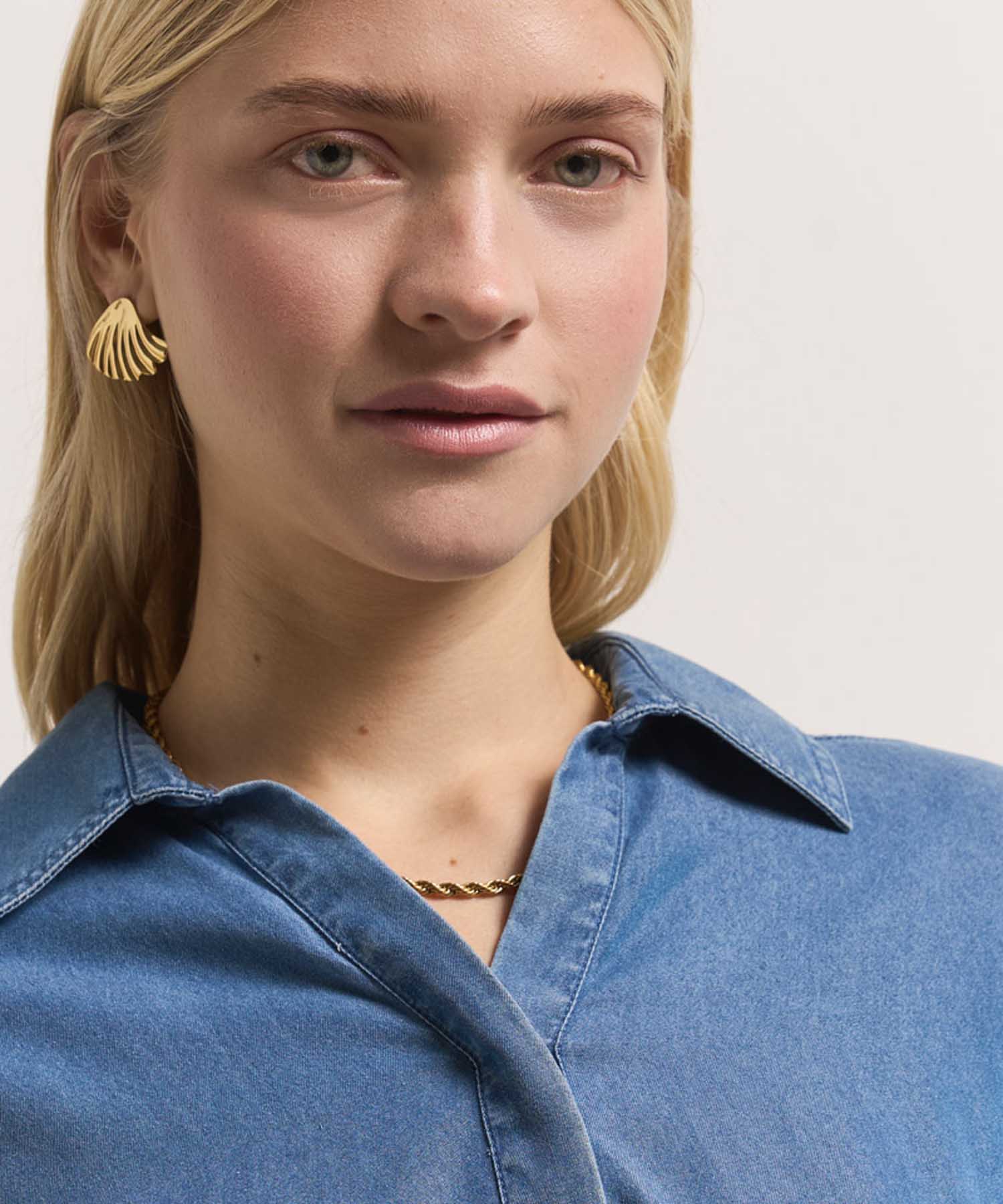 Princess goes Hollywood Lyocell Blusenkleid mit Fransen in Washed Denim