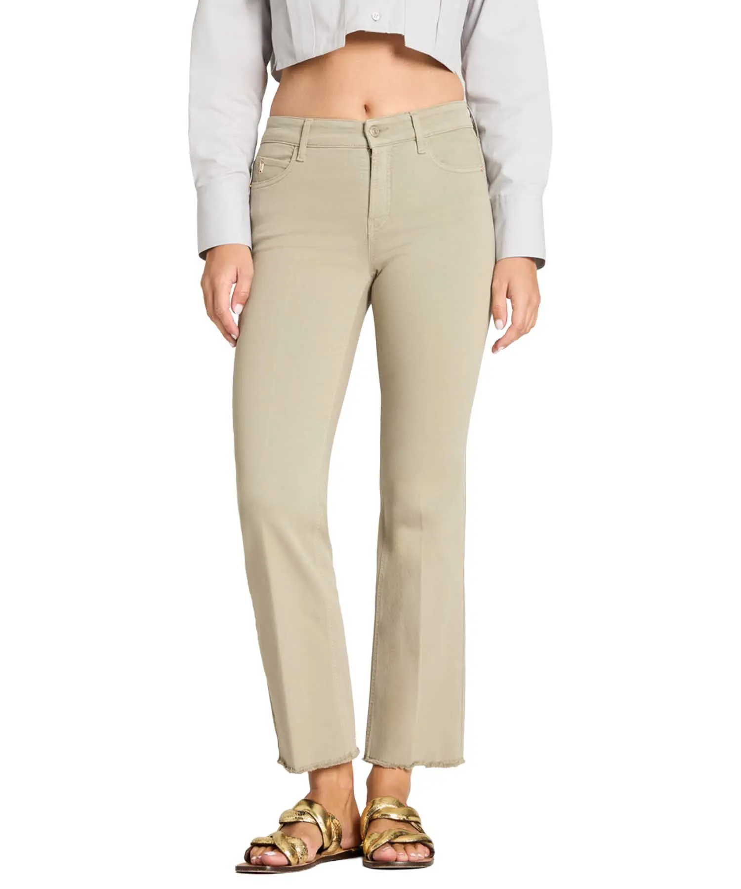 CAMBIO Hose Francesca – Baumwoll-Stretch – Oliv – Länge 28 Inch