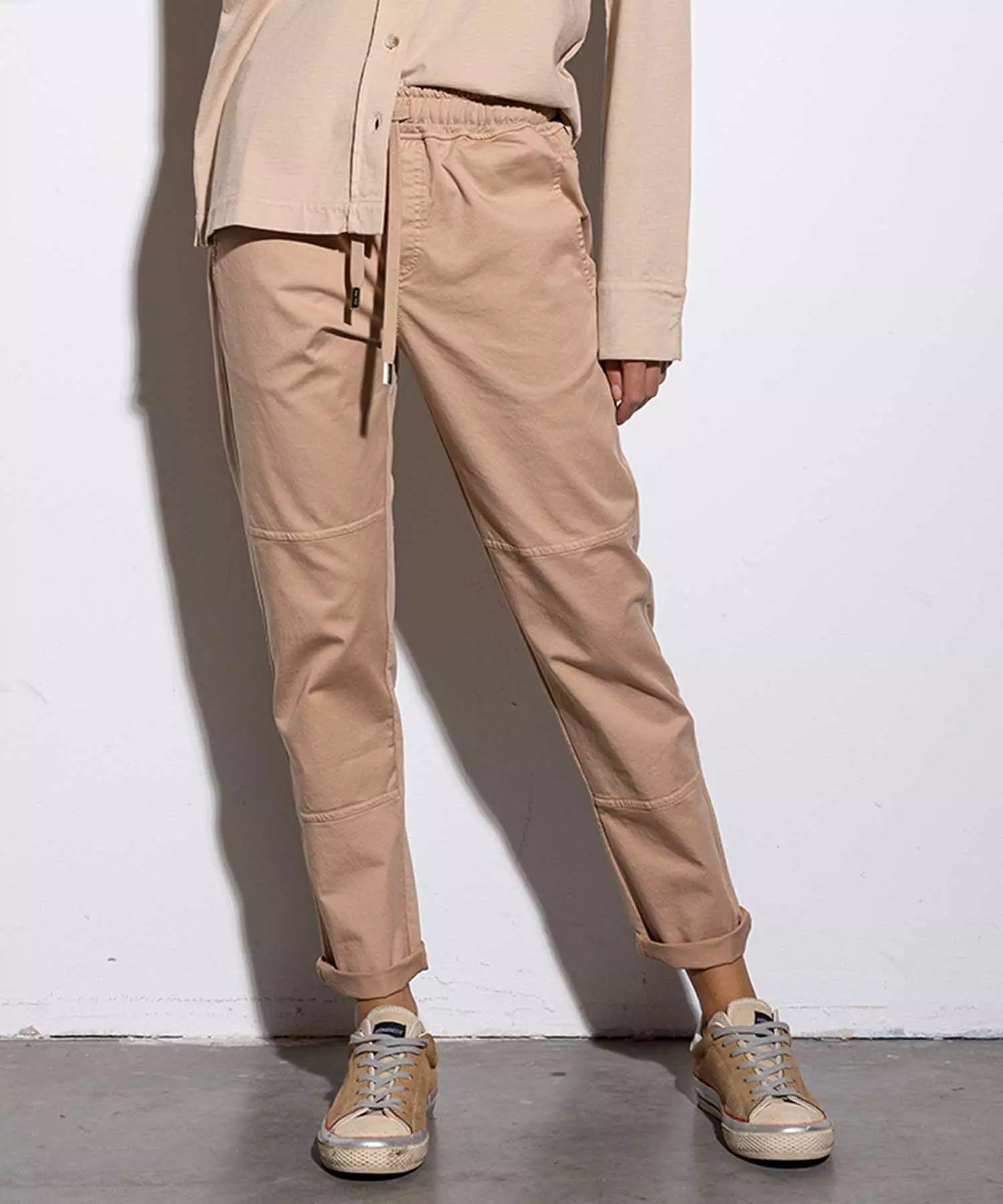 YOU TWO coole Hose im Materialmix in camel
