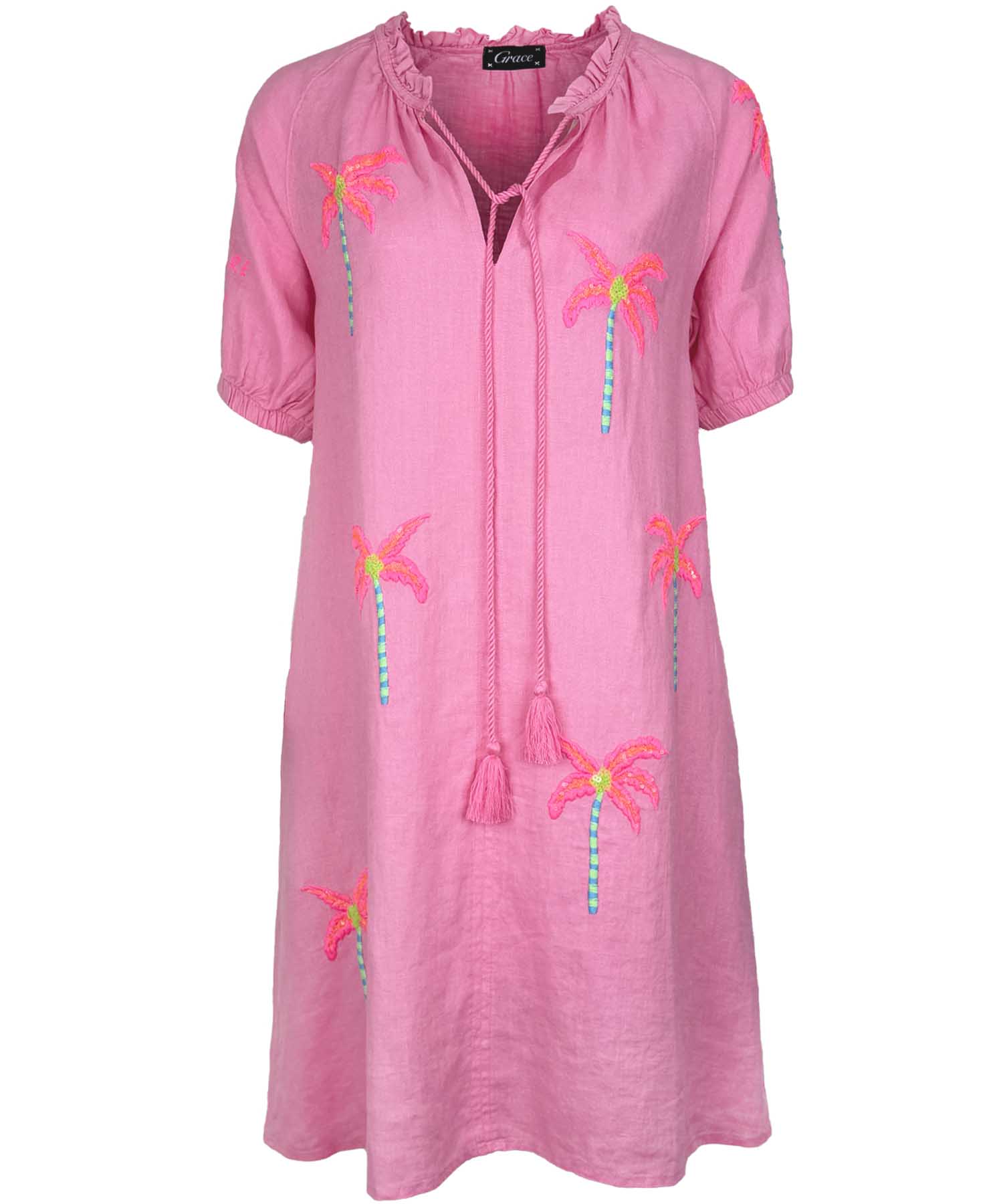 Grace Leinenkleid mit Pailletten in Rosa – sommerliches Damenkleid