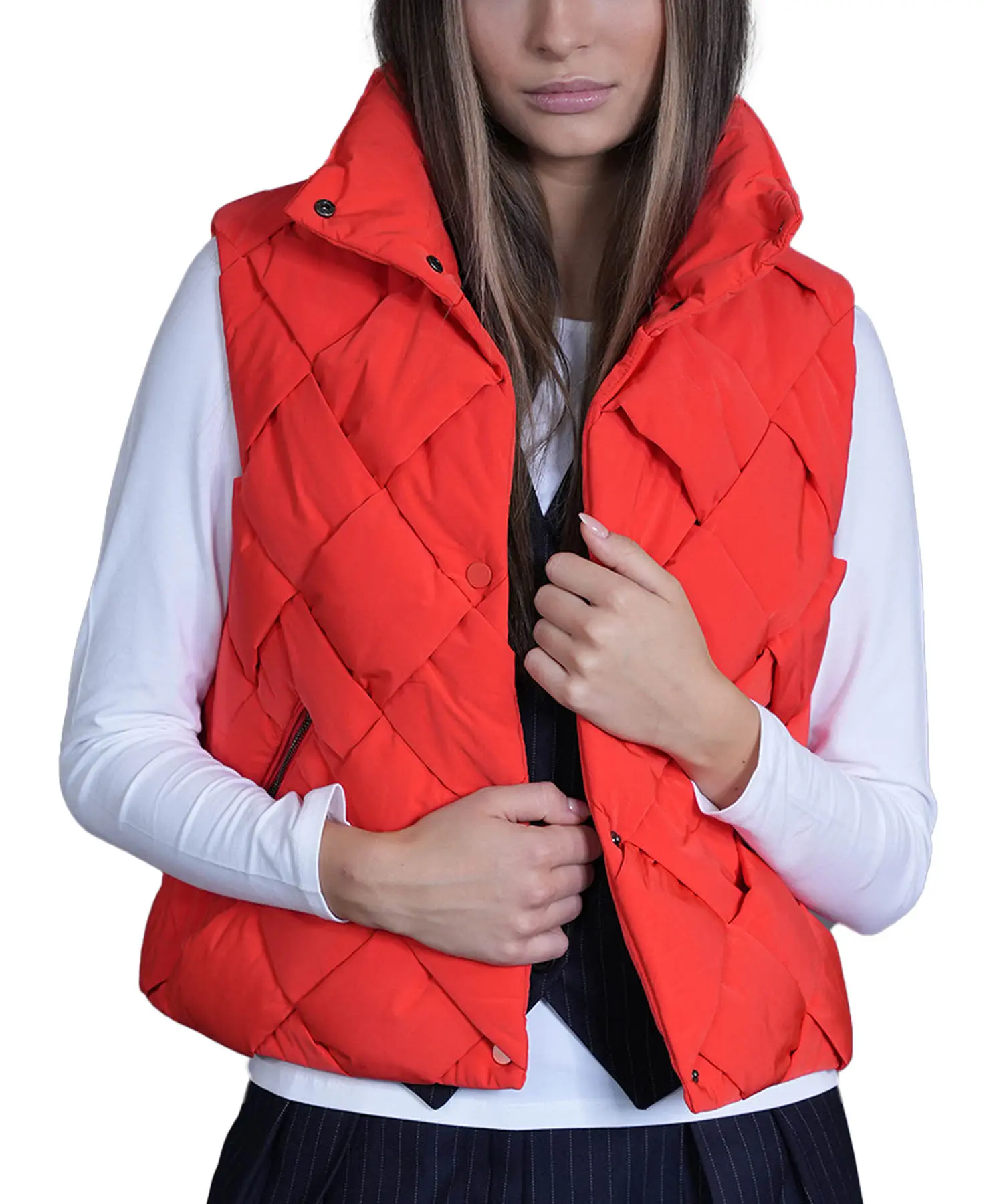 Blonde No. 8 kuze Weste in Flechtoptik in orange