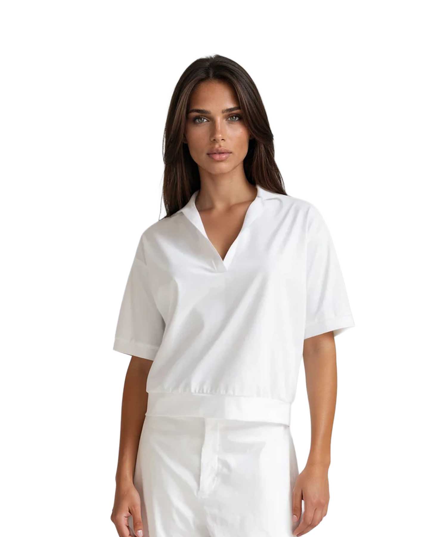 PENN&INK N.Y Shirtbluse Weiß | Polo-Top S26N1717 in Travel Quality