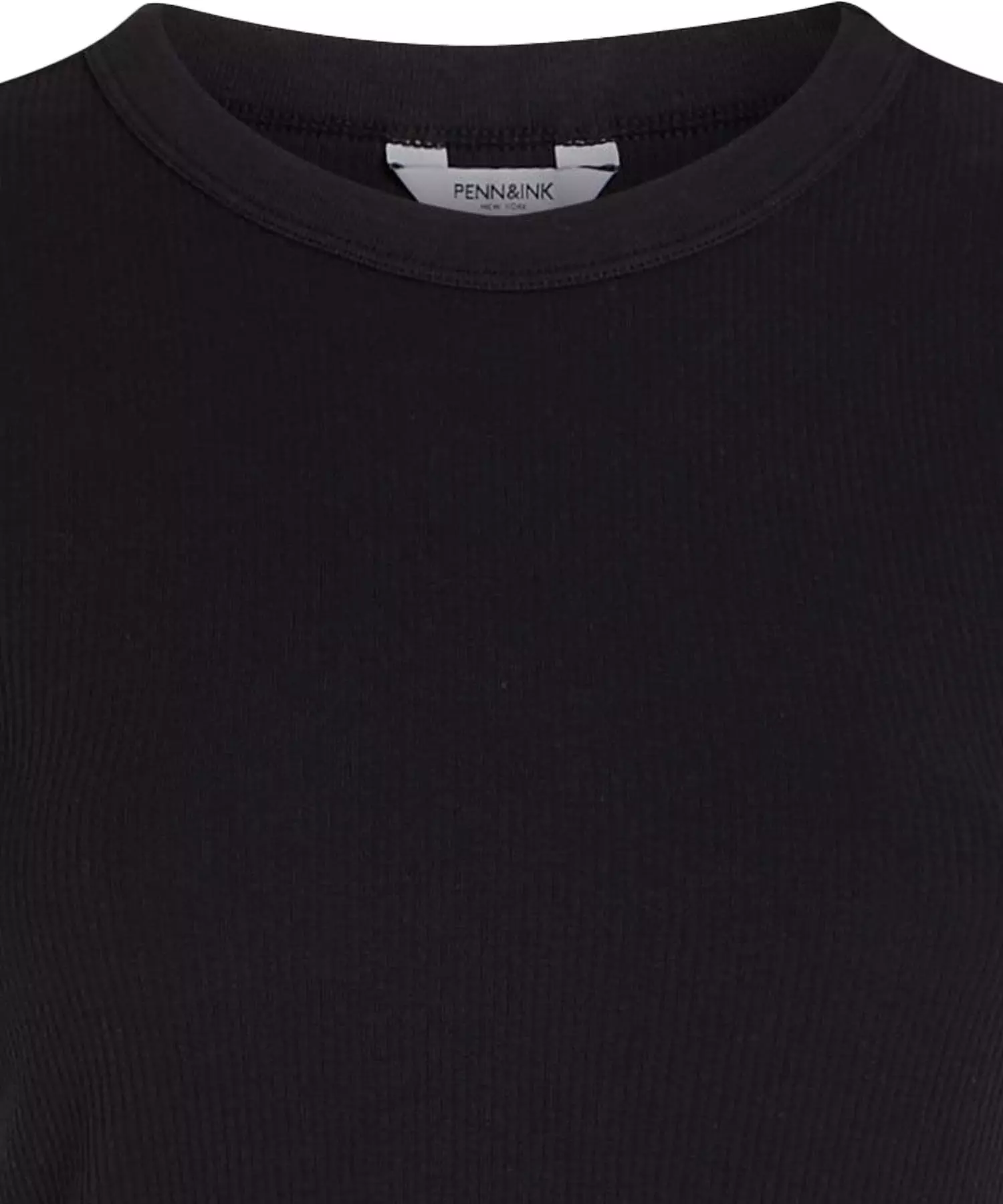 Penn and Ink T-Shirt aus Baumwolle in Rippenstruktur in schwarz