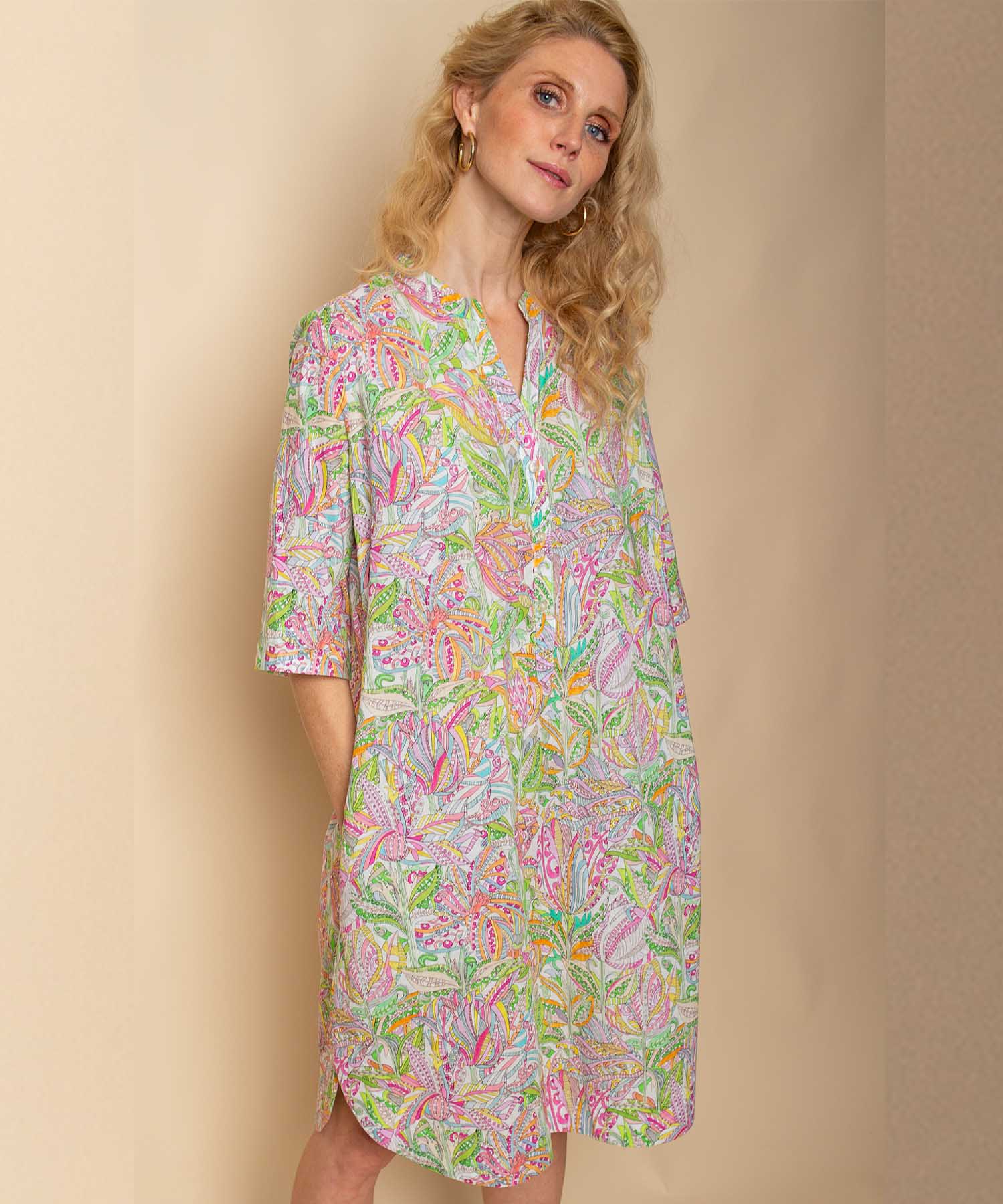 Emily van den Bergh Sommerkleid aus reiner Baumwolle mit Multicolour Print | Modehaus Wörmann
