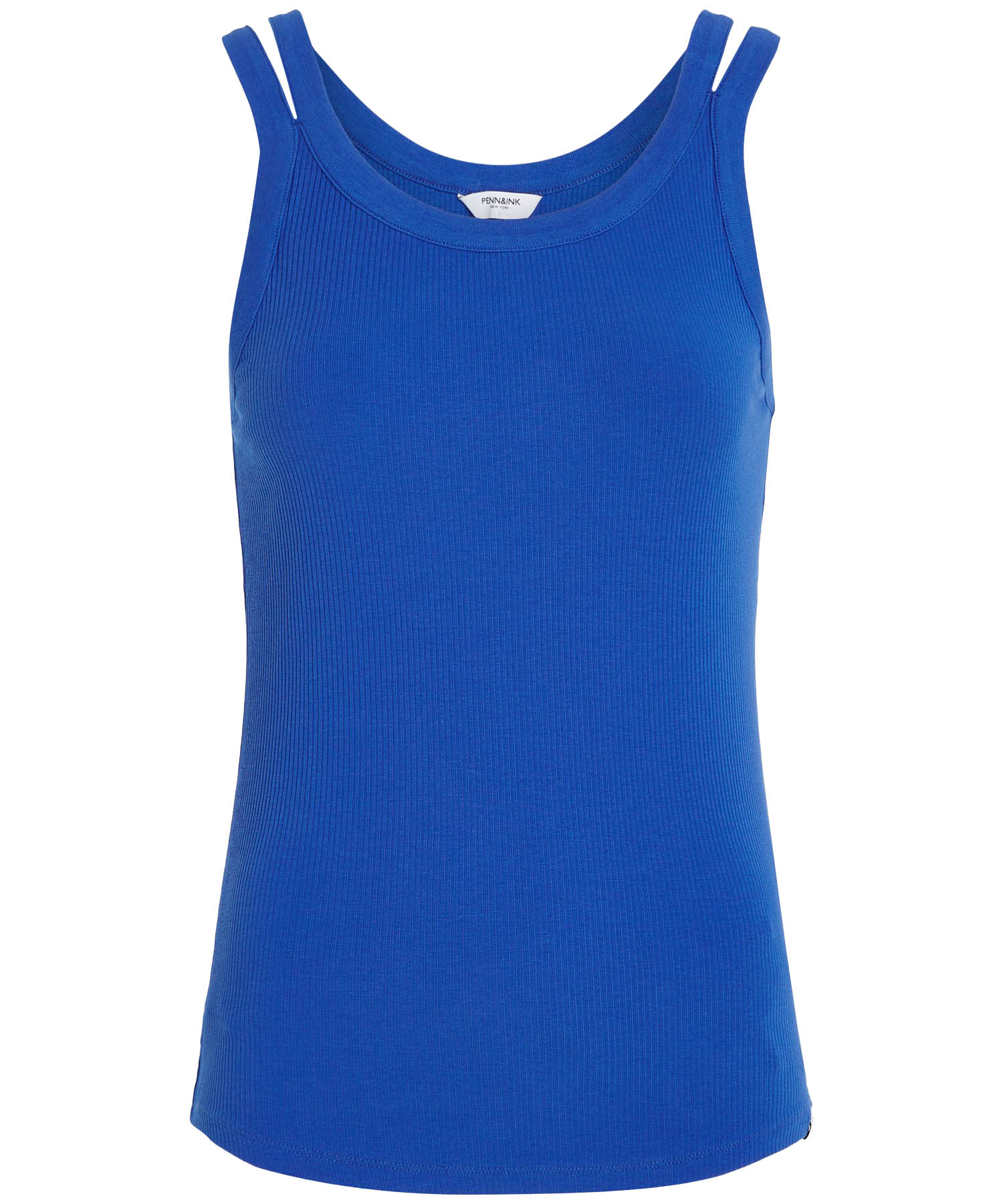Penn and Ink Top mit Doppelträger in Rippenstruktur in royalblau Penn and Ink Top mit Doppelträger in Rippenstruktur in royalblau