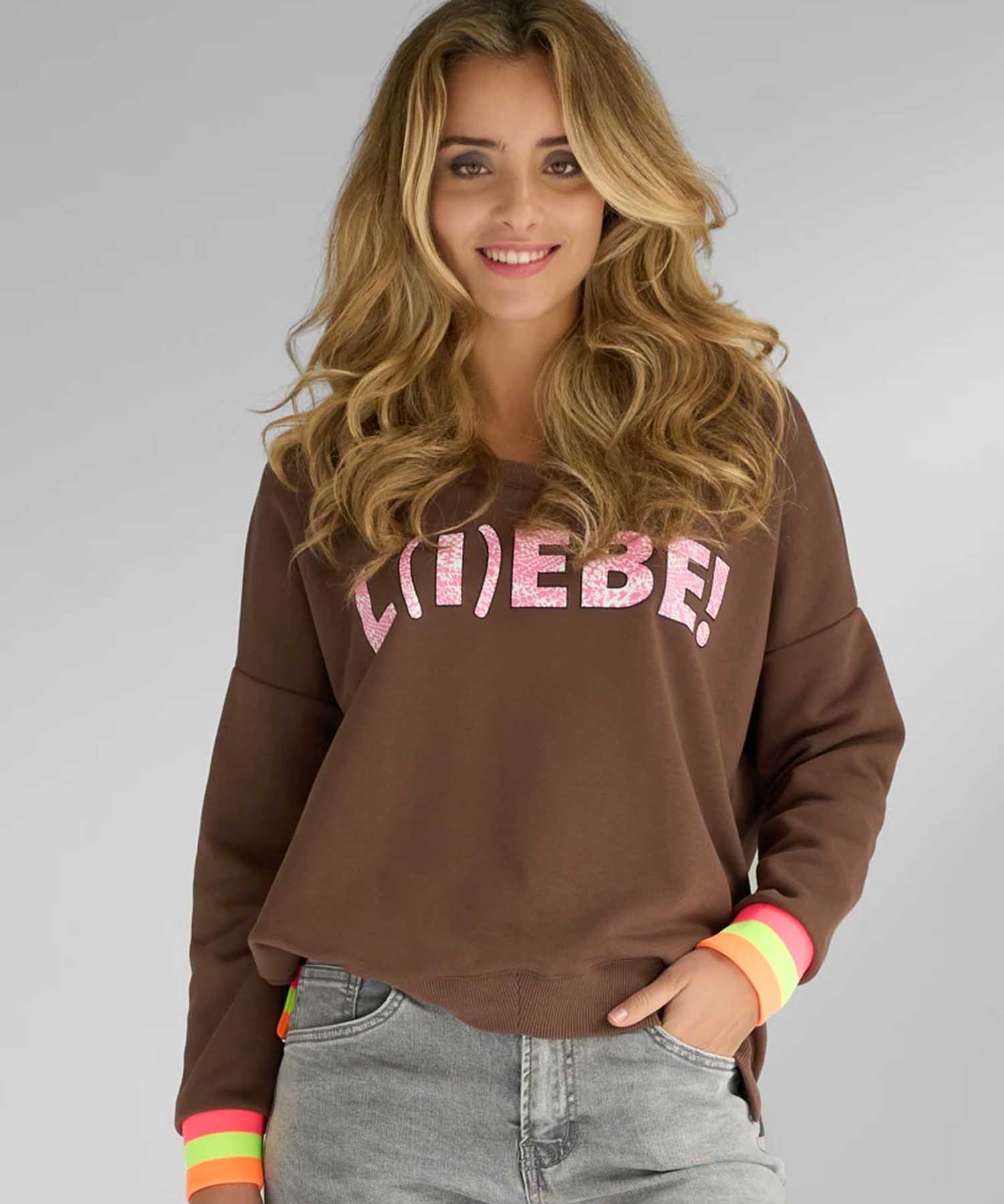 Miss Goodlife Sweat L(I)EBE! Snake in braun