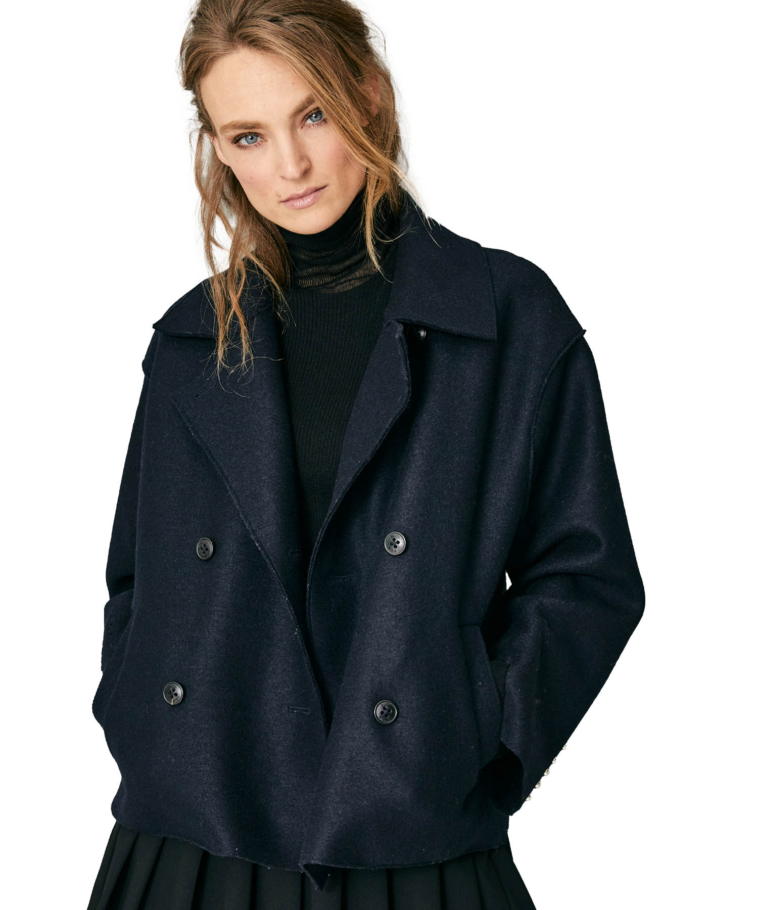 Blonde No. 8 lässig-leichte Jacke in schwarz aus reiner Wolle